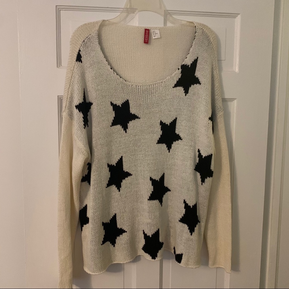 Cream sweater with black stars